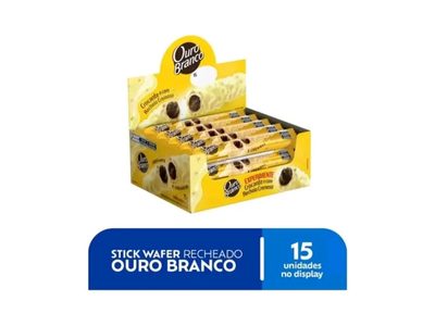 CAIXA WAFER RECHEADO OURO BRANCO 15 UNIDADES