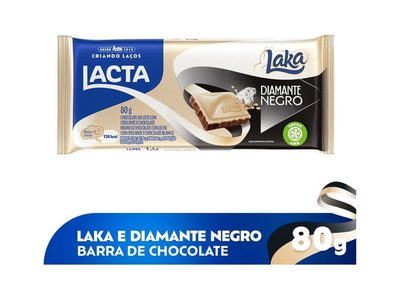CHOCOLATE BRANCO E AO LEITE DIAMANTE NEGRO LAKA 80G