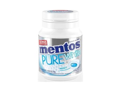 CHICLETE MENTOS PURE WHITE 56G MENTA GARRAFA