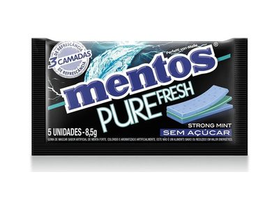 GOMA DE MASCAR SEM AÇÚCAR MENTOS 3 CAMADAS STRONG MINT 8,5G